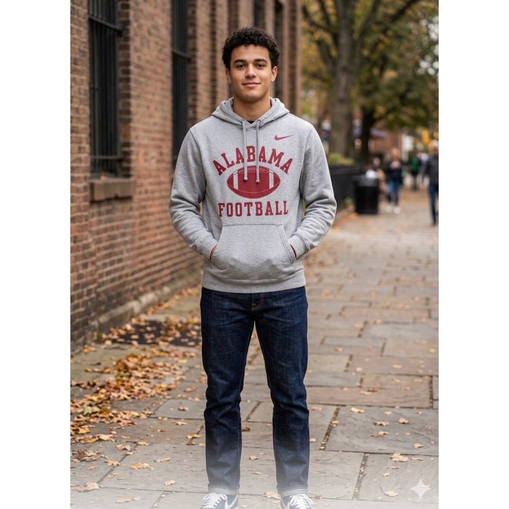 Nike Alabama Crimson Tide Football Hoodie Mens Medium Gray Pullover Sweatshirt